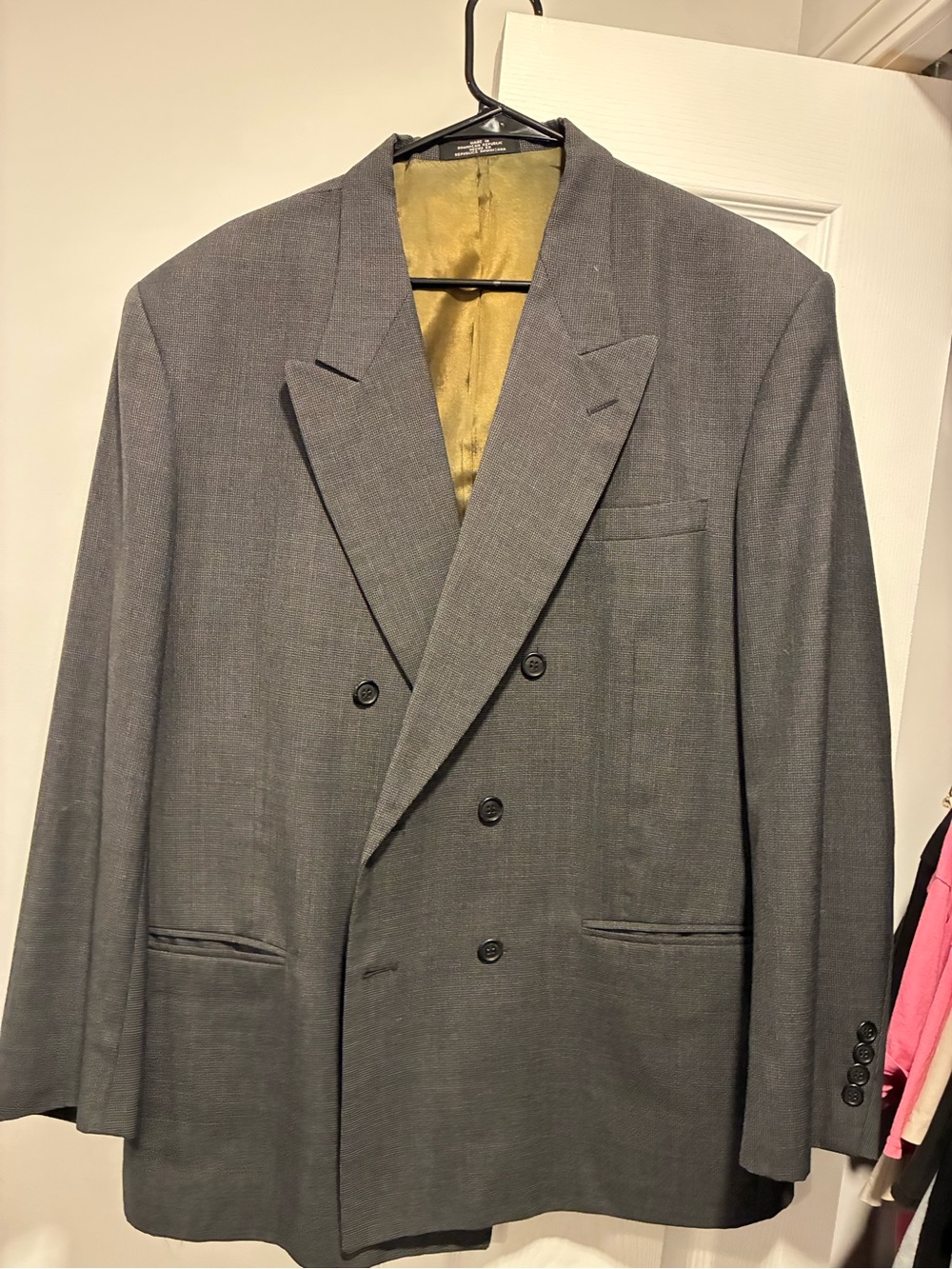 City Streets Gray Double-Breasted Men's Blazer with Gold Lining